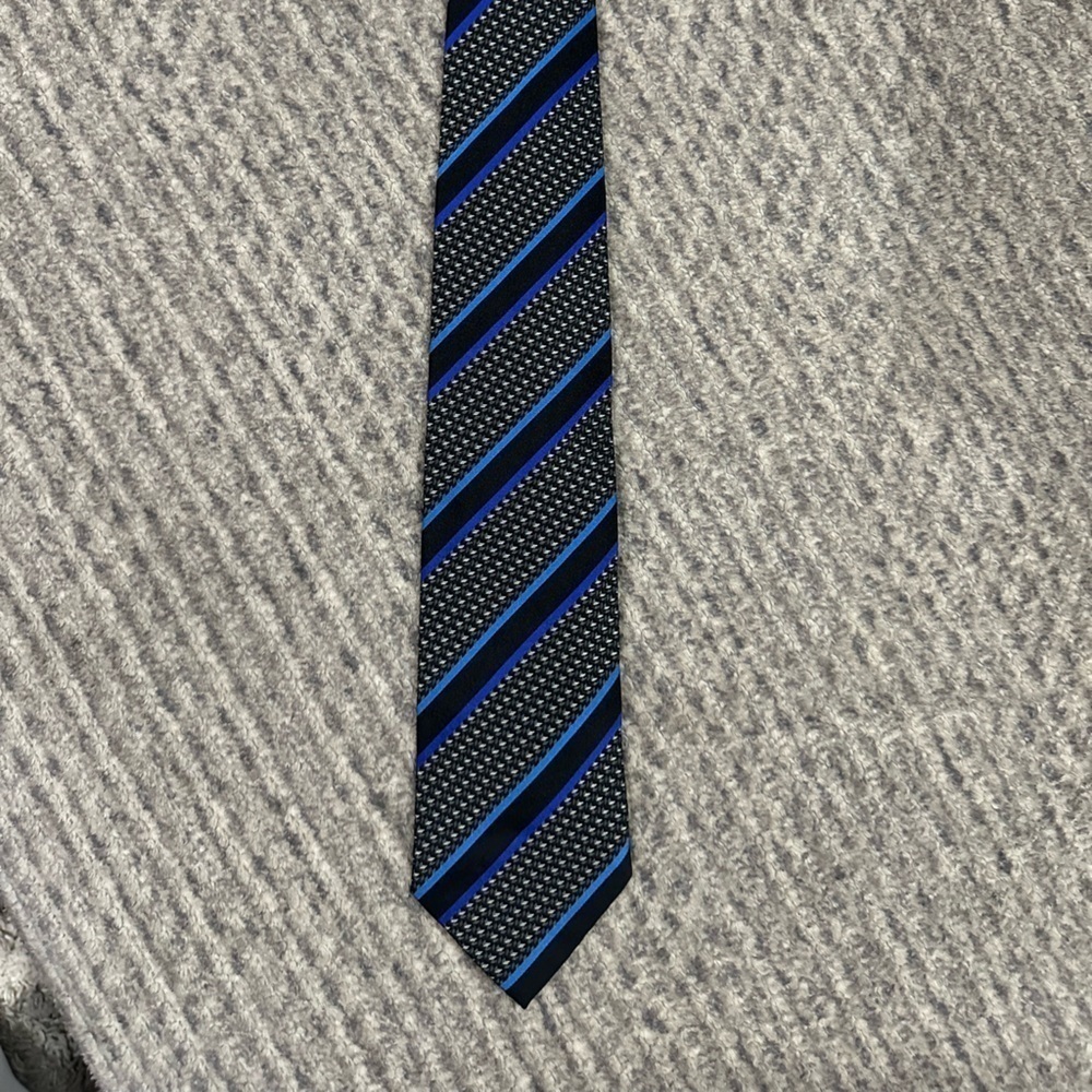 HUGO BOSS Silk Tie , Black with Diagonal Strips